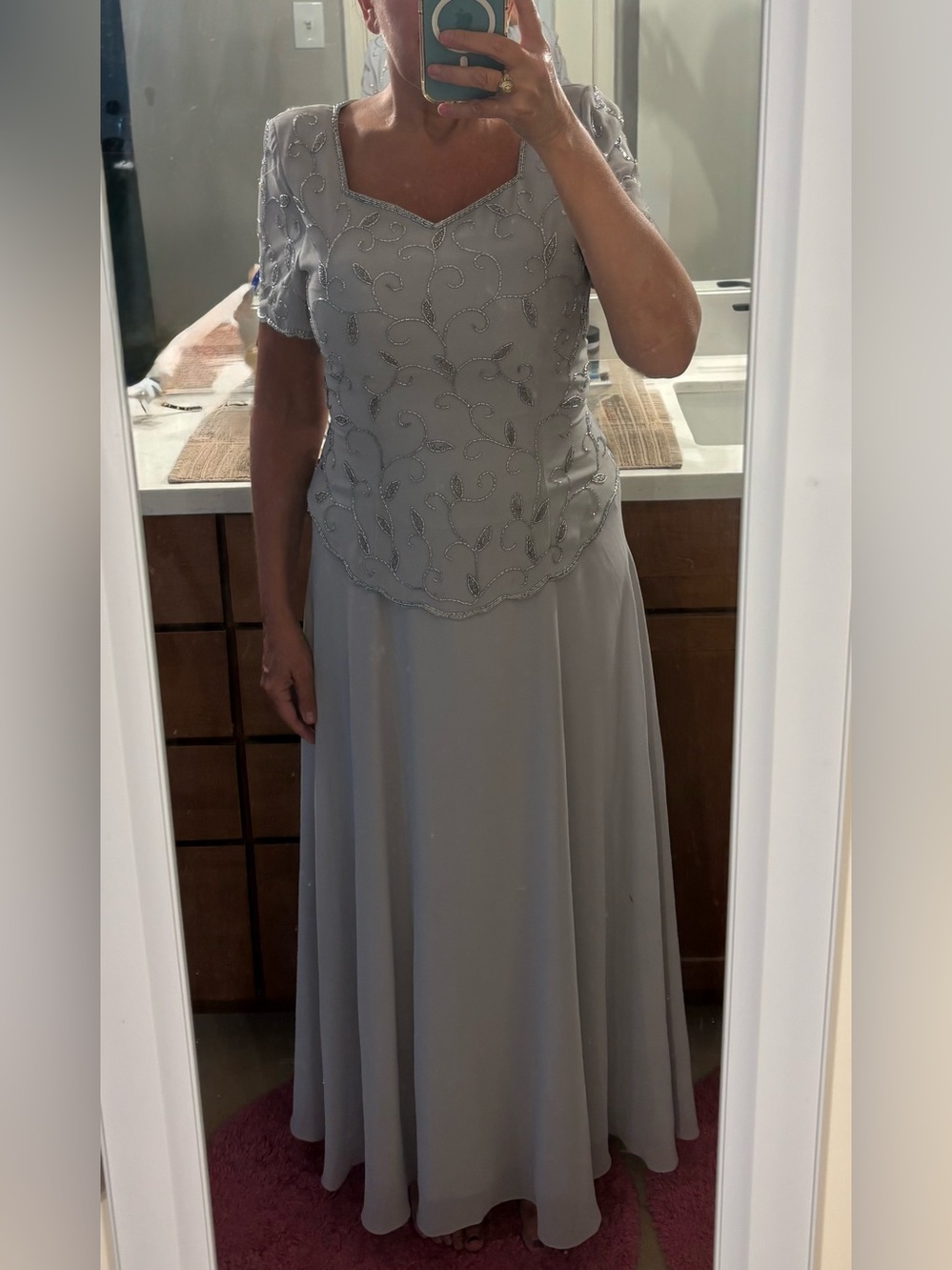 Beaded Grey / Silver Gown Size Medium